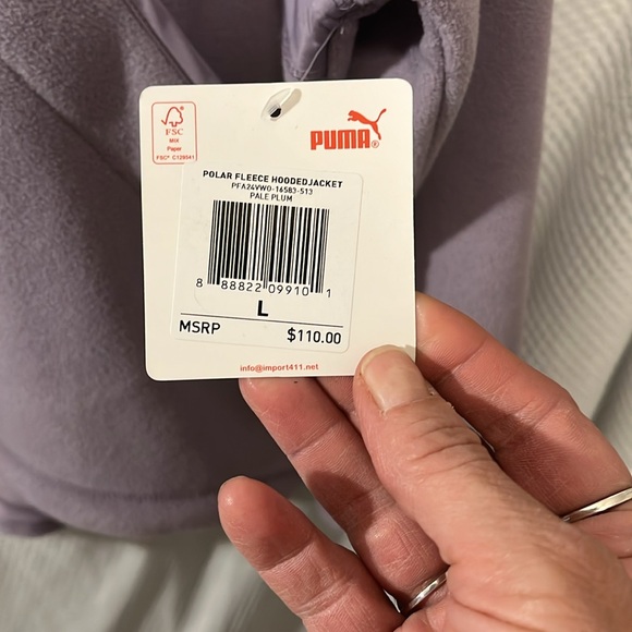 Puma Jacket Women’s Large Light Purple Polar Fleece Hooded Winter Coat. - Picture 3 of 7
